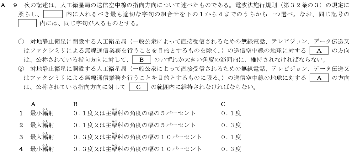 一陸技法規令和3年01月期第2回A09